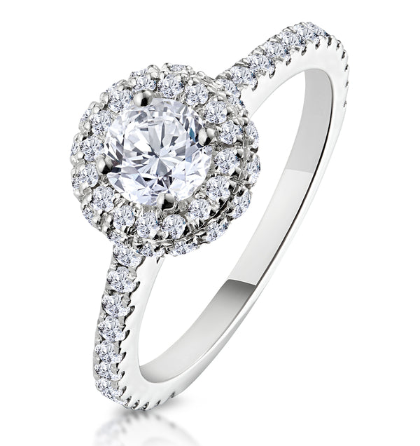 Valerie Diamond Halo Engagement Ring 18K White Gold 1.10ct G/SI2